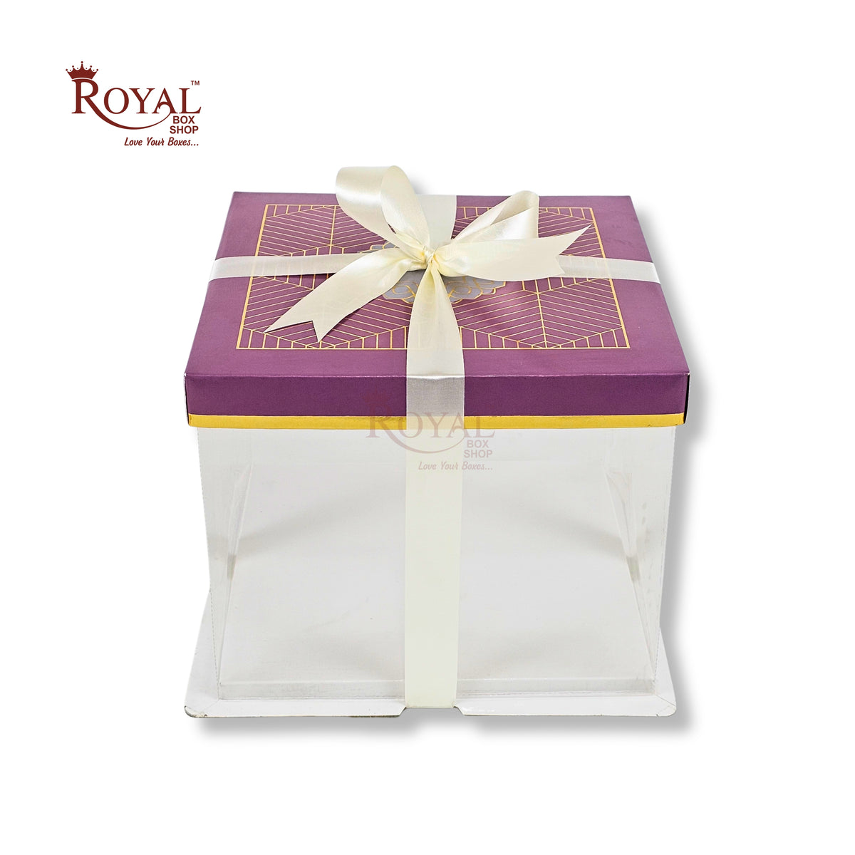 Tall Transparent Square Box with Ribbon | RBF-60 D1 | 8x8x7 Inch | Perfect for Cakes & Gifts
