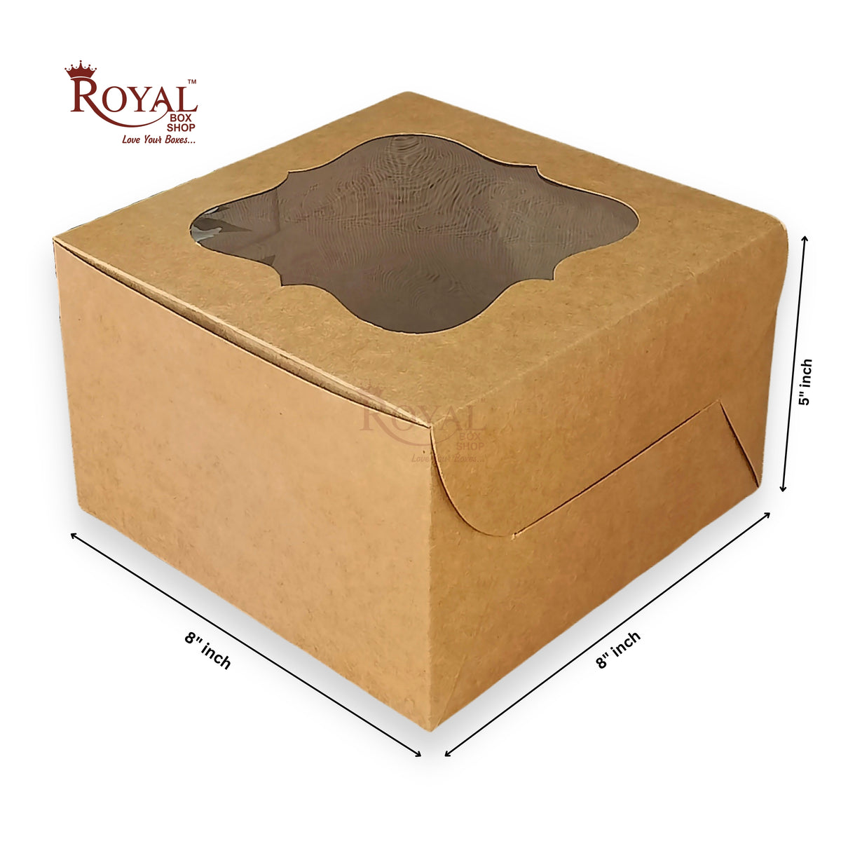 Kraft Cake Box With Window - Size 10"x10"x5"
