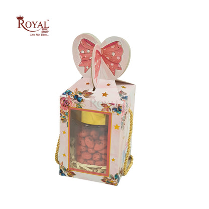 Gift Box Bow Shape | 4x4x6 Inch | RCF-02 D4 | Baby Pink Theme