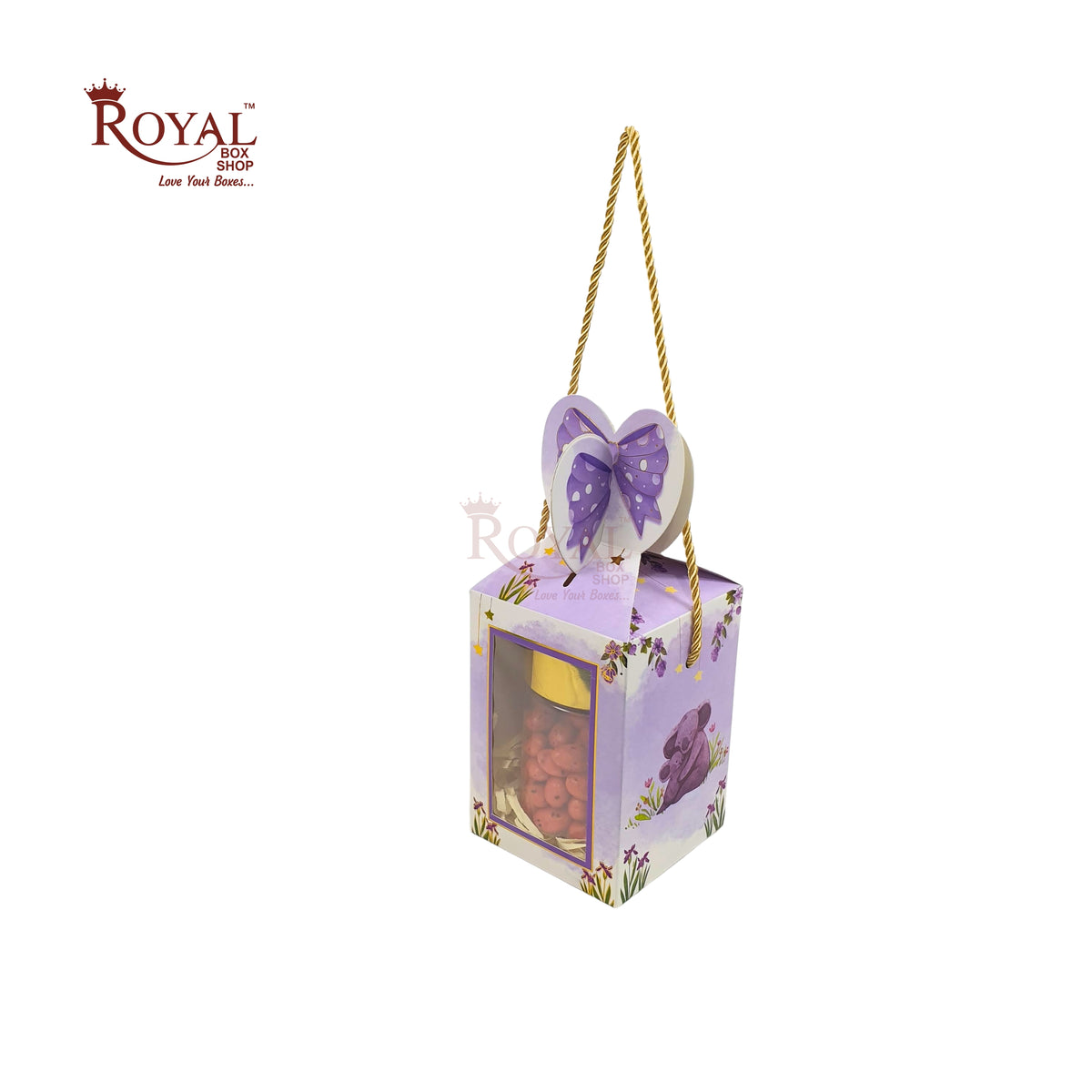 Gift Box Bow Shape | 4x4x6 Inch | RCF-02 D3 | Purple