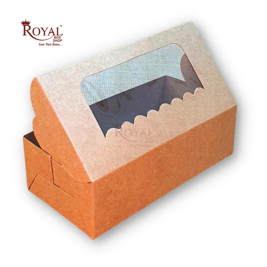 2pc Brownie Window Box I Kraft Brown Color I 6"x3"x1.75" inches