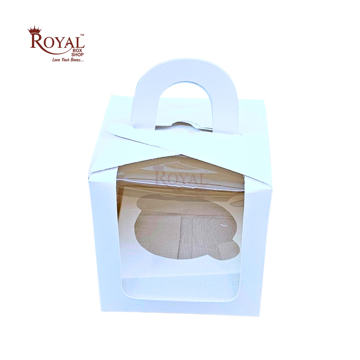 1 Cupcake Box with Window - White - Size-3.5"x3.5"x3.5"