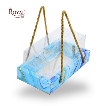 2 Mason Jar Hamper Box With Thread | 7x3.5x3.5 Inches | Blue Marble Print