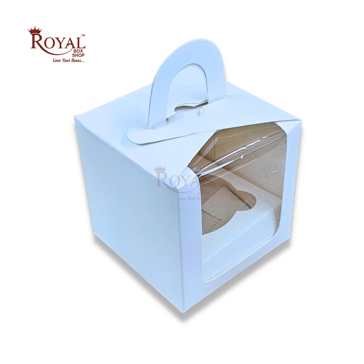 1 Cupcake Box with Window - White - Size-3.5"x3.5"x3.5"