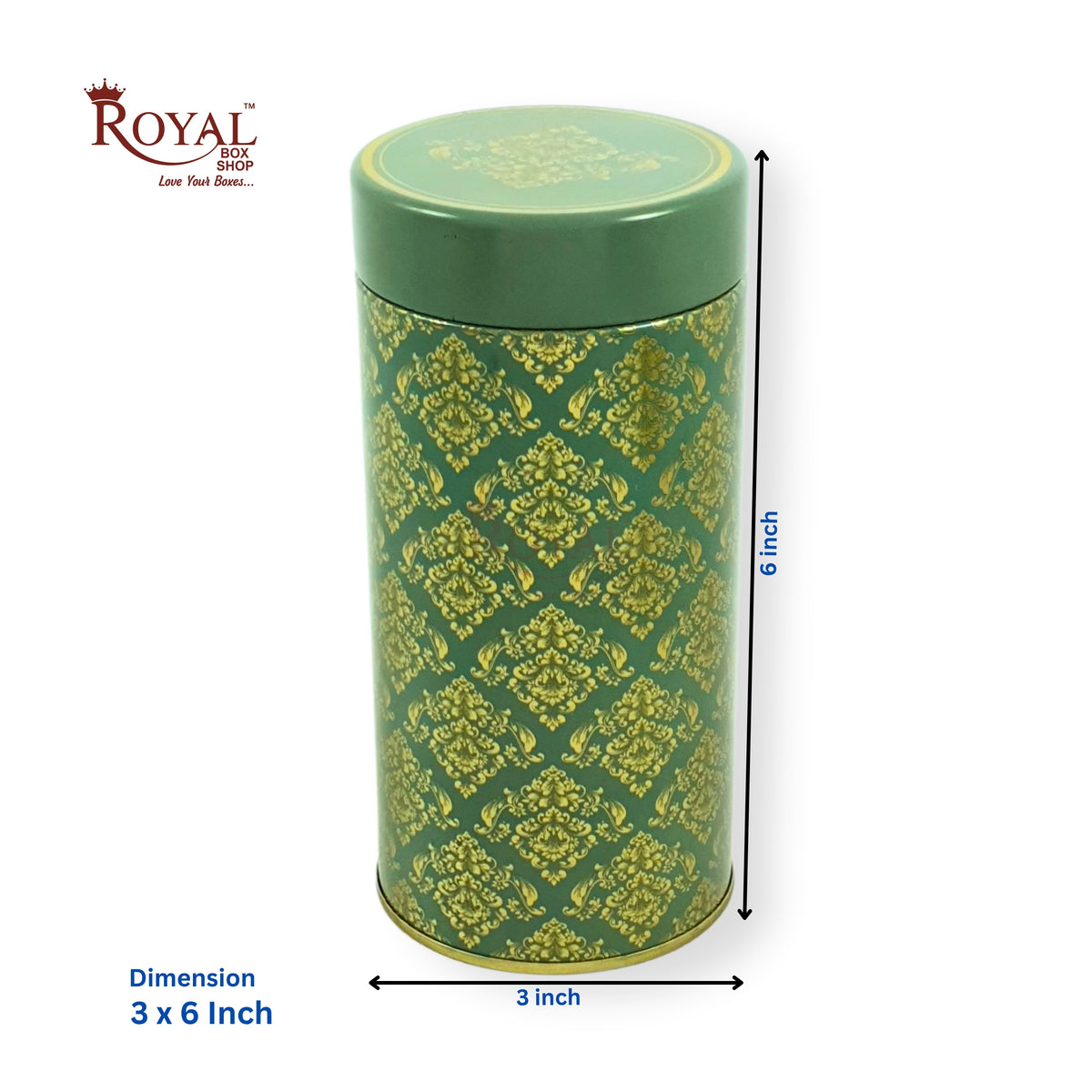 Premium Tin Jars I 6"x3" Inches I Green With Golden Foiling