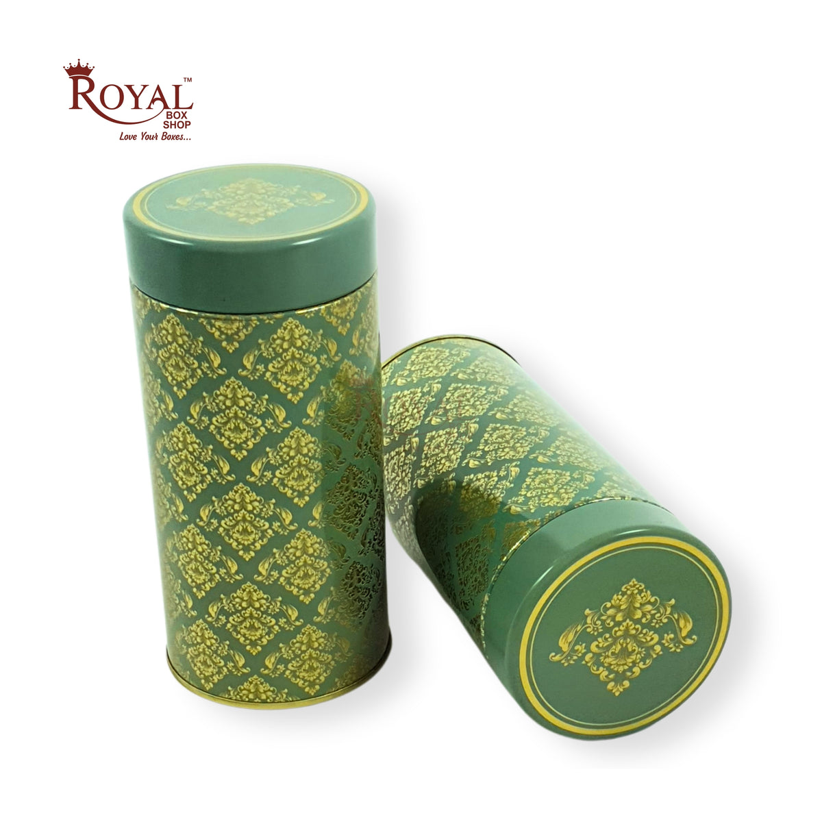 Premium Tin Jars I 6"x3" Inches I Green With Golden Foiling