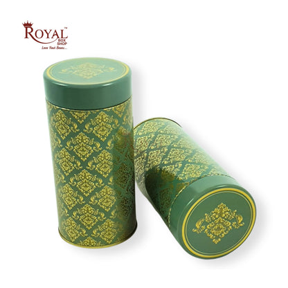 Premium Tin Jars I 6"x3" Inches I Green With Golden Foiling