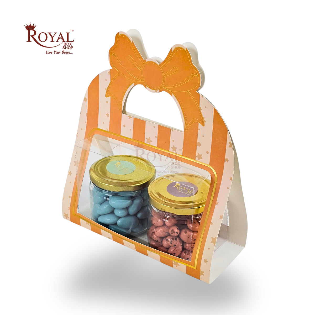 2 Jar Hamper Box With Bow Shape Handle | RBF-47 D4 | 7x4.5x3.25 Inch | Yellow