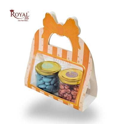 2 Jar Hamper Box With Bow Shape Handle | RBF-47 D4 | 7x4.5x3.25 Inch | Yellow